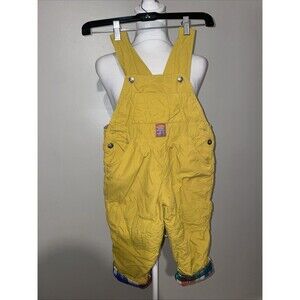 Vintage Dormar Jeans Kids Snow Bib Overalls 3T Yellow Padded Flannel Lined 90s